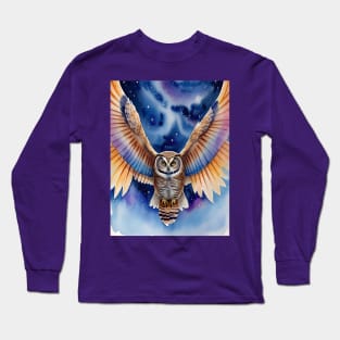 Watercolour Owl Art Long Sleeve T-Shirt